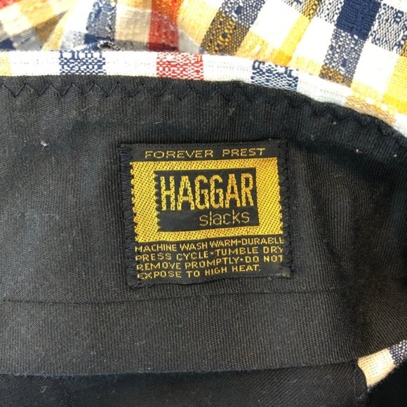 HAGGAR VINTAGE Plaid Wide Leg 70's Pants 32 x 30 - Picture 7 of 8